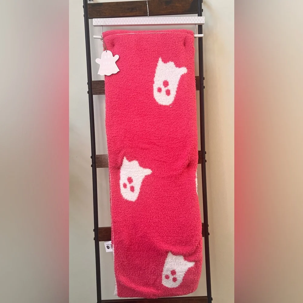Cupcakes and Cashmere Halloween Pink Ghost Blanket Throw
